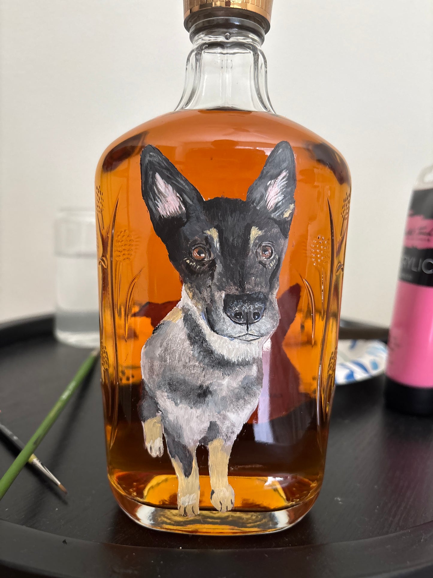 Custom Hand-Painted Bourbon Bottle